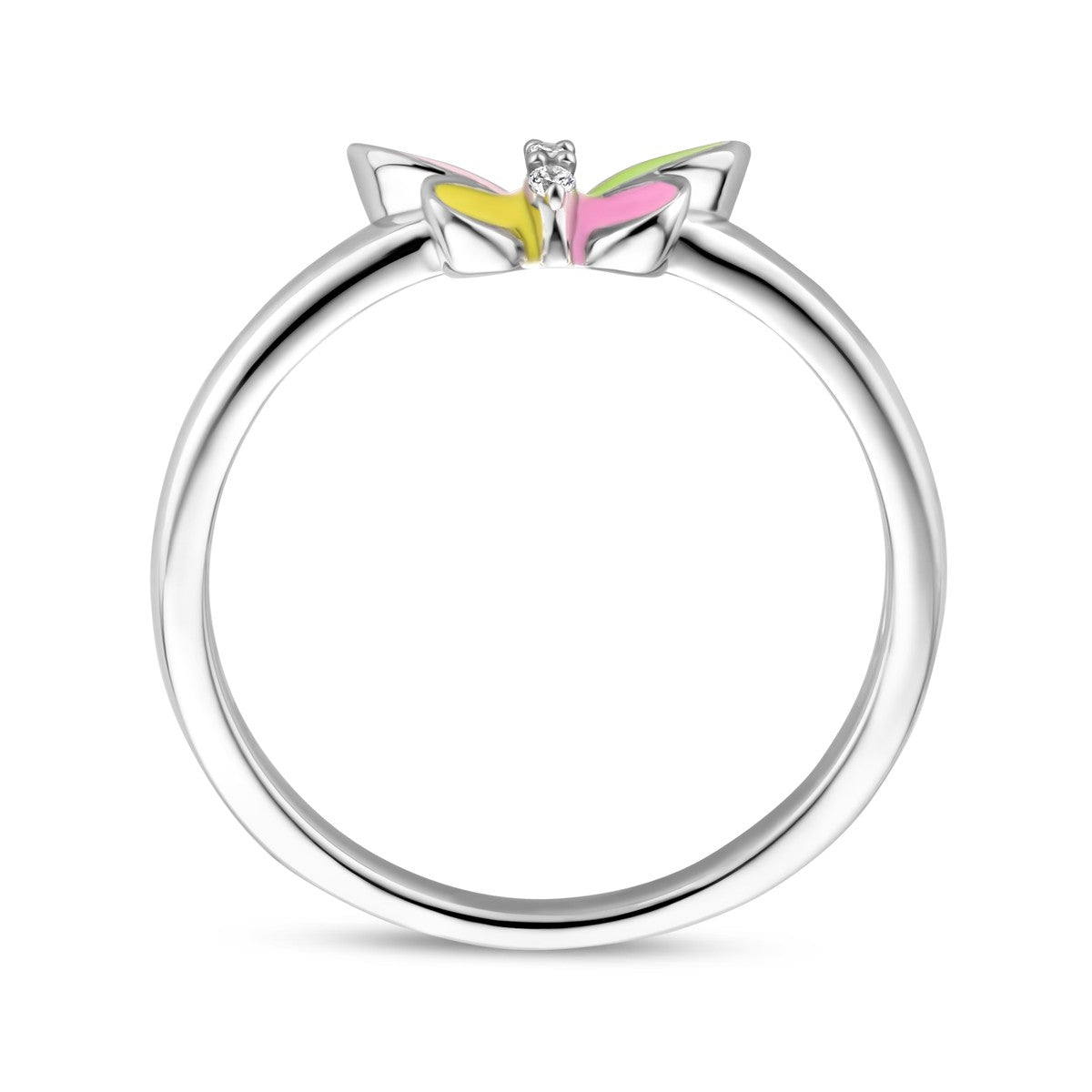 Ring vlinder zirkonia emaille zilver