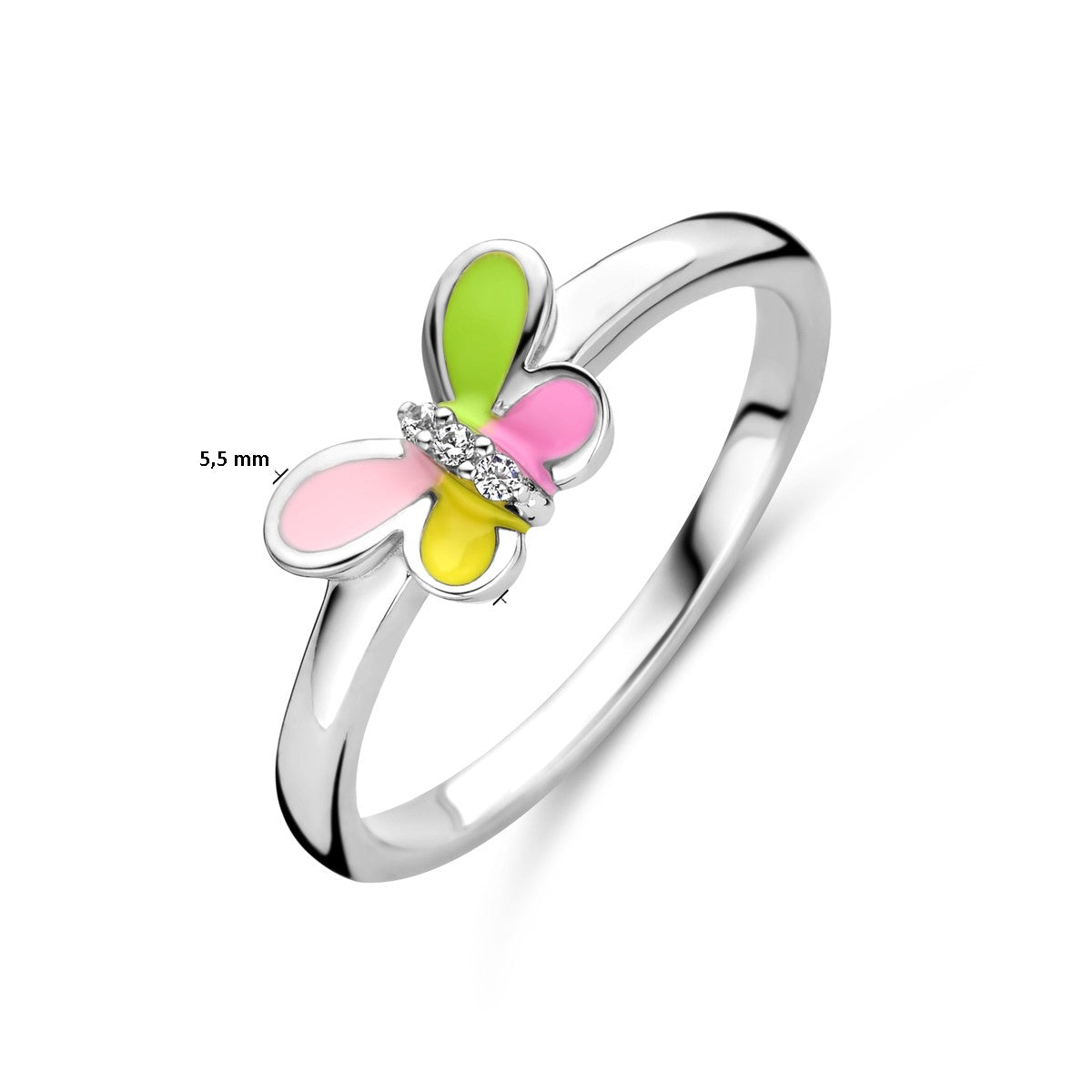 Ring vlinder zirkonia emaille zilver