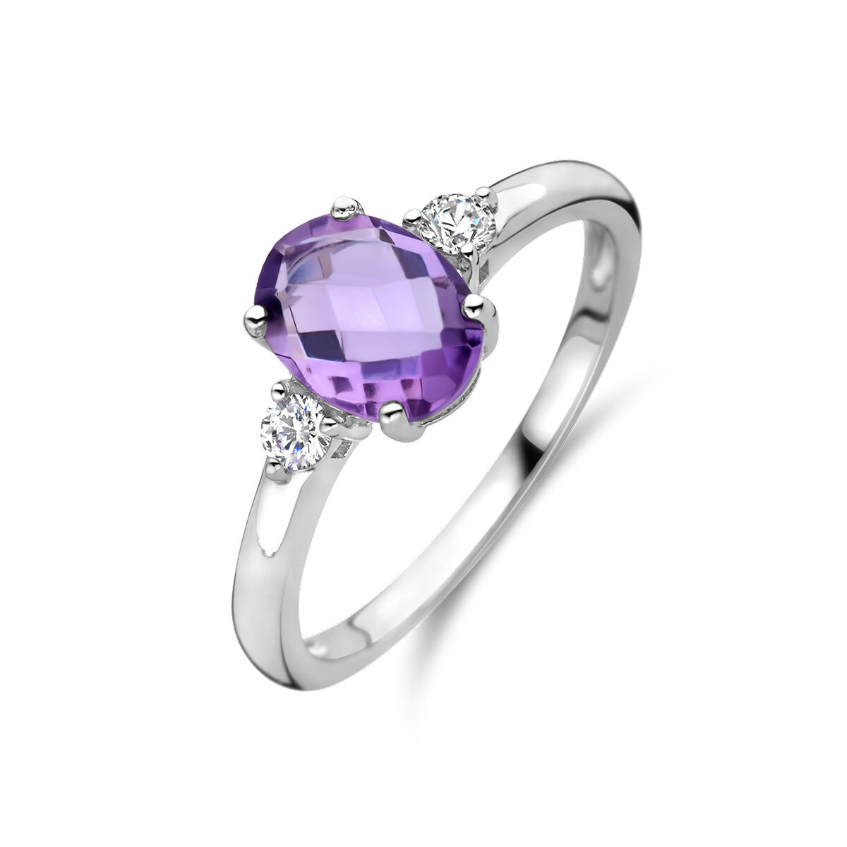 Fantasy Collection Ring trilogie zirkonia en amethist zilver