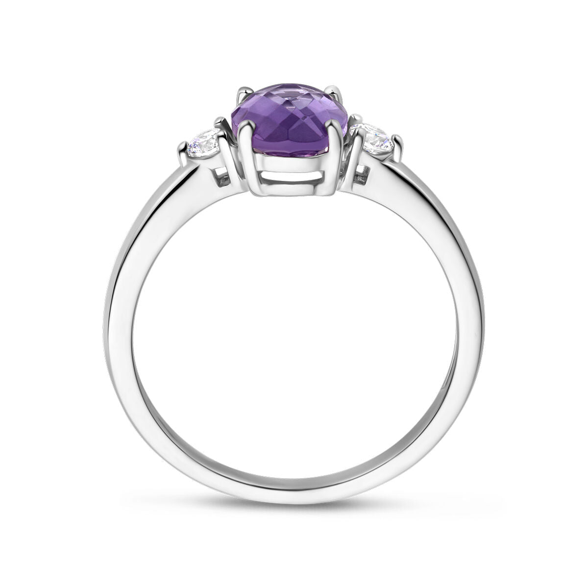 Fantasy Collection Ring trilogie zirkonia en amethist zilver