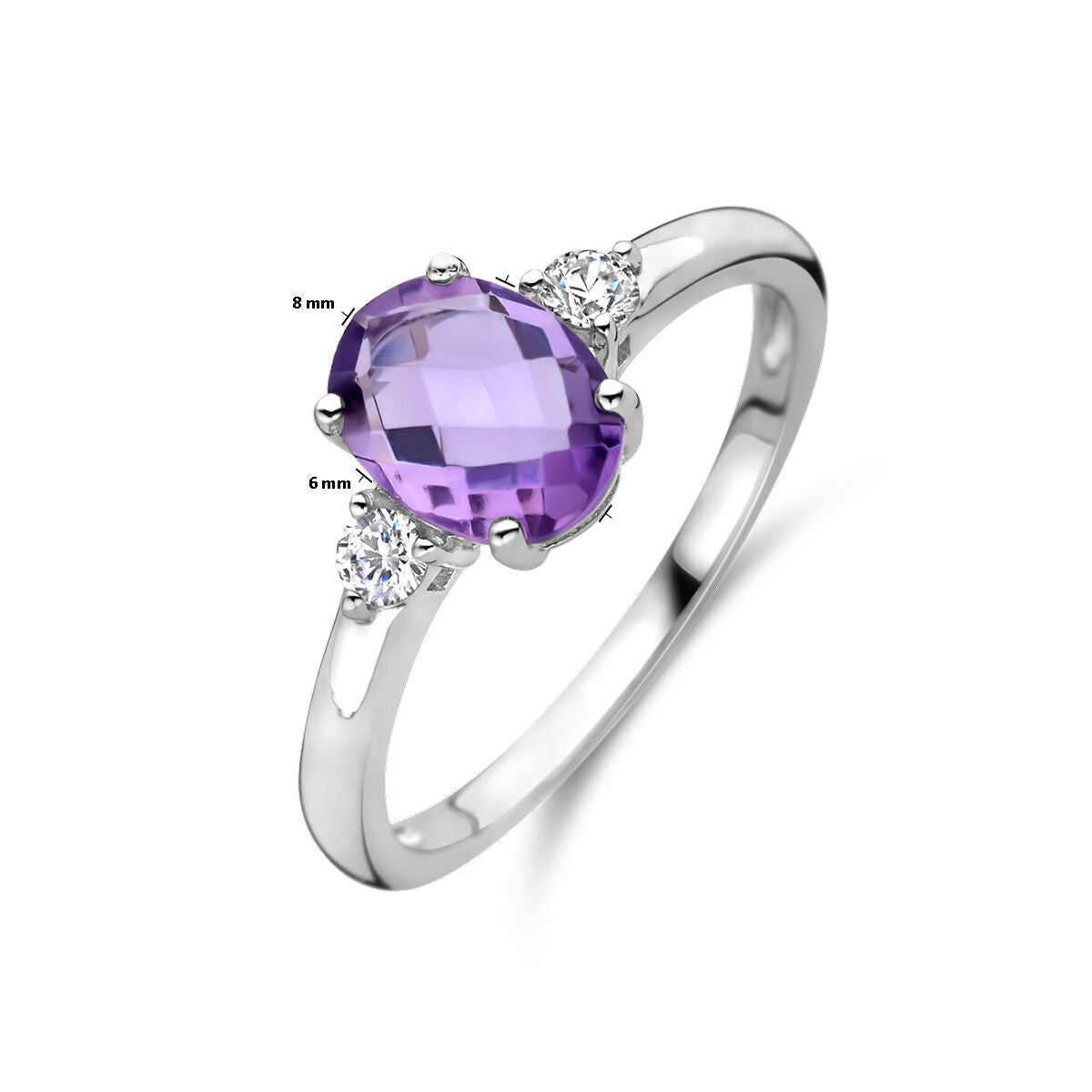 Fantasy Collection Ring trilogie zirkonia en amethist zilver