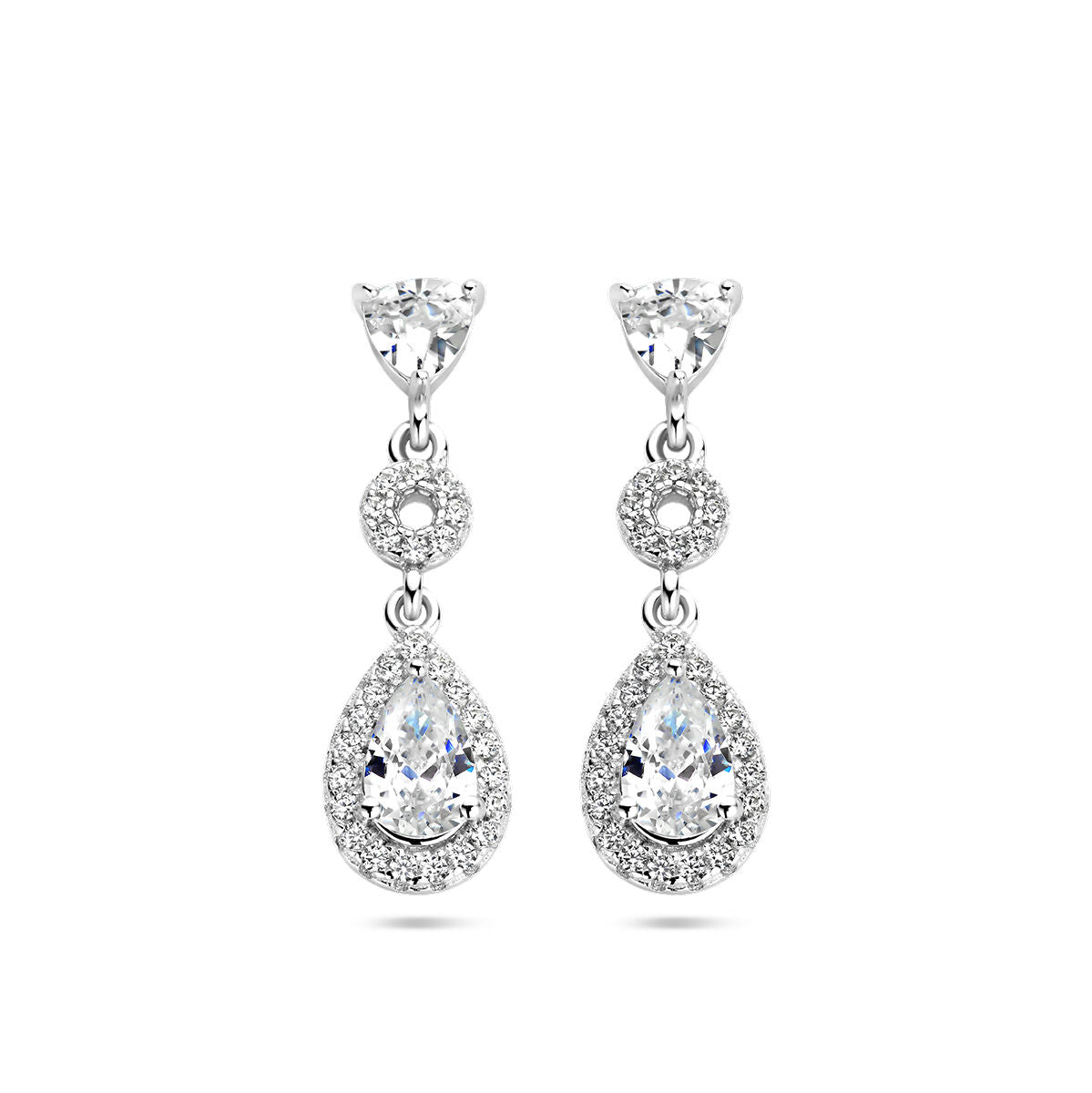 Fantasy Collection Hangende oorbellen zirkonia halo zilver