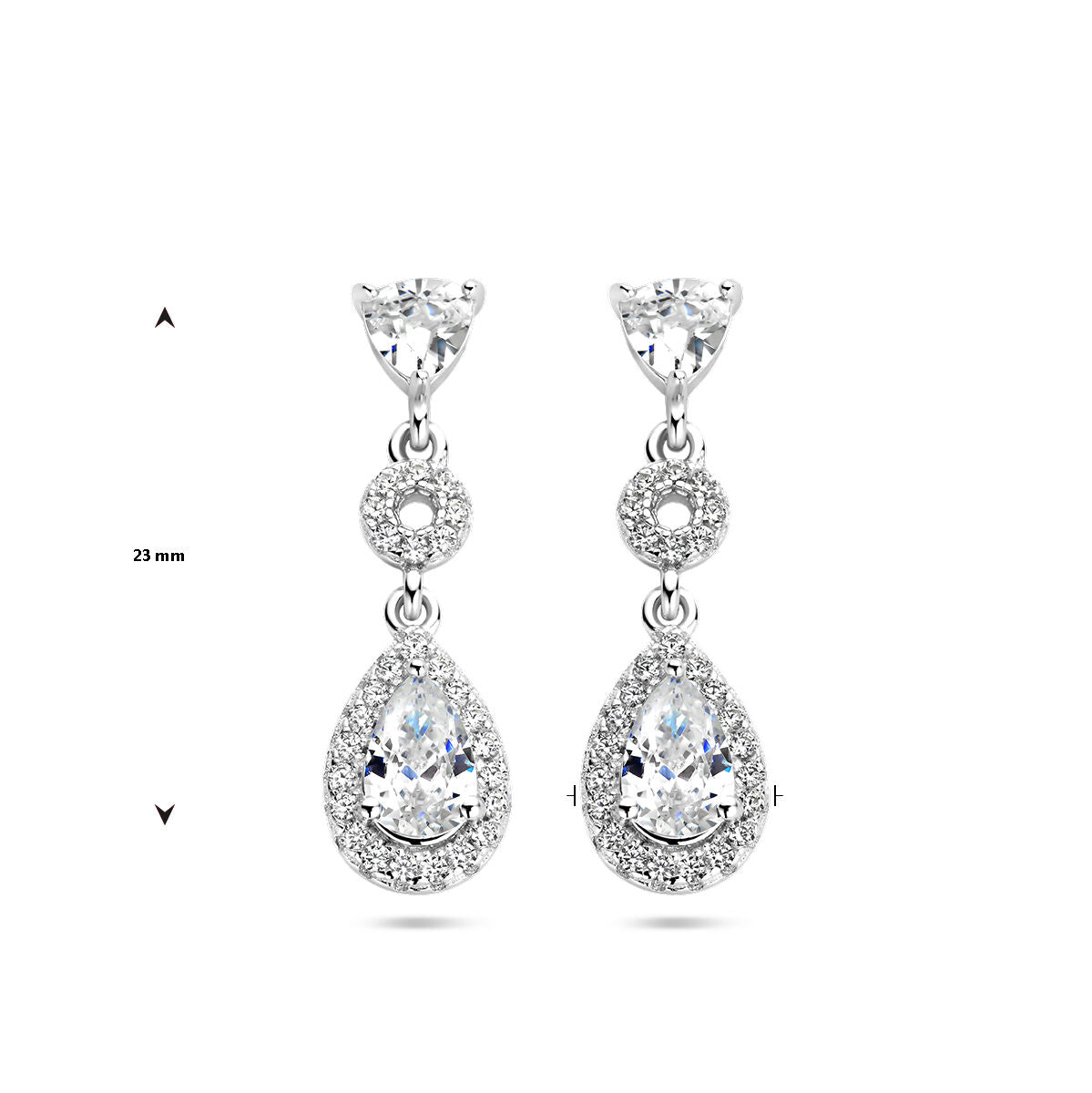 Fantasy Collection Hangende oorbellen zirkonia halo zilver