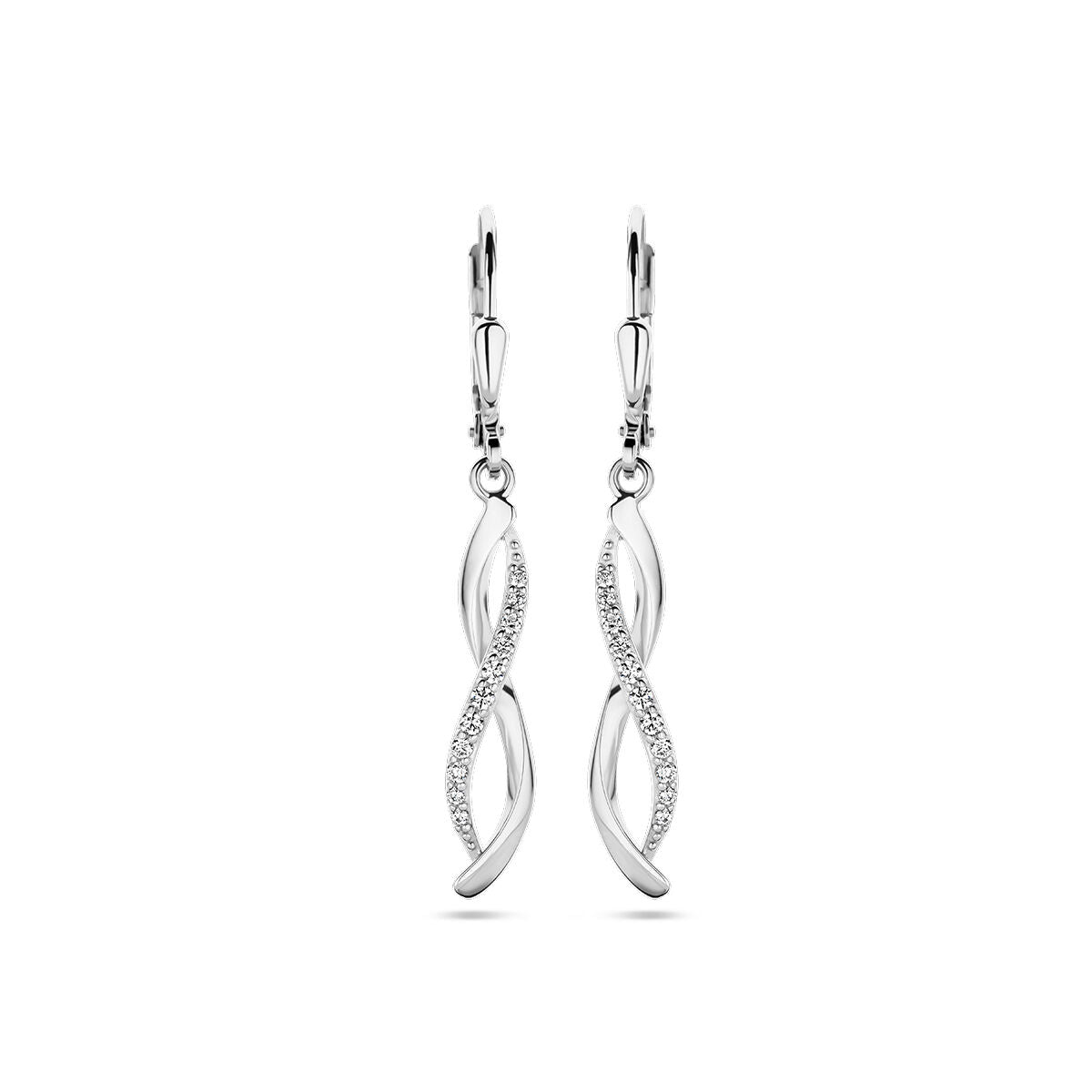 Fantasy Collection Hangende oorbellen zirkonia brisure haak zilver