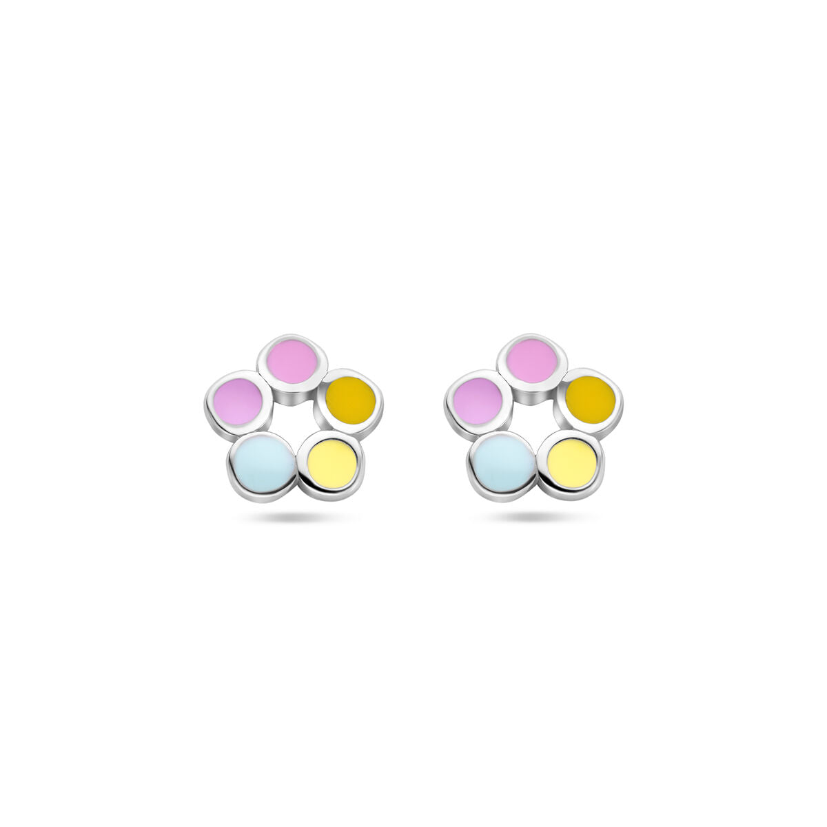 Fantasy Collection Oorbellen emaille bloem zilver