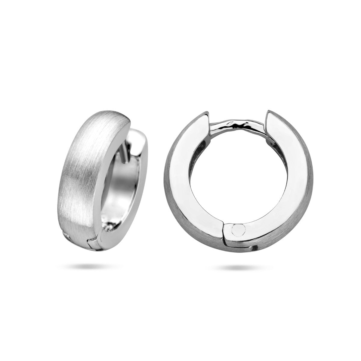 Oorbellen vlak 4,0 mm poli/mat zilver