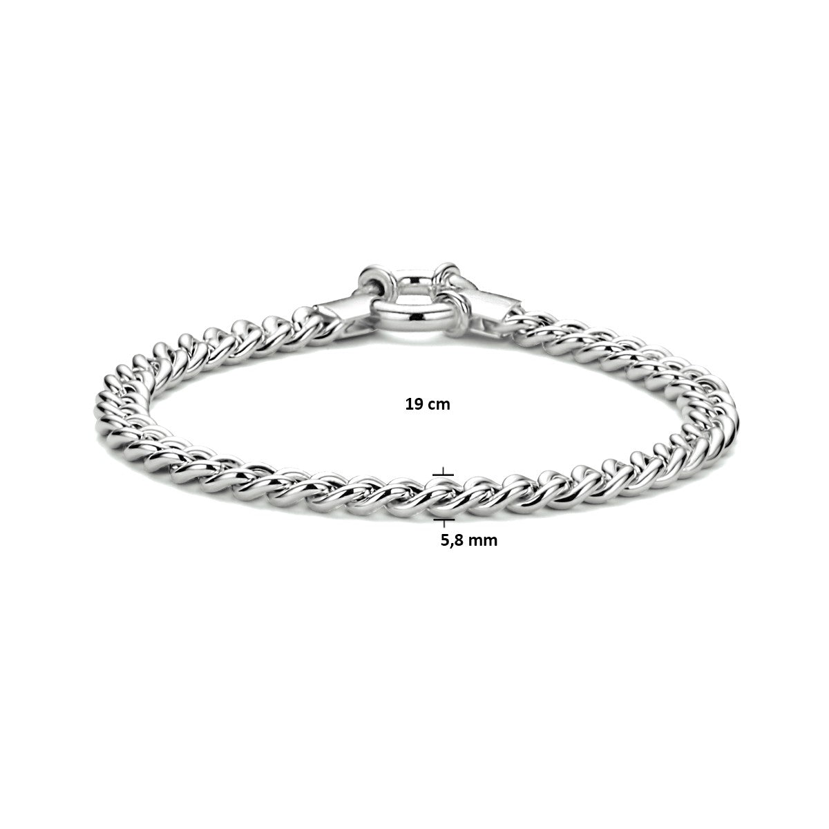 Fantasy Collection Armband gourmette 5,8 mm 19 cm met groot veerslot zilver