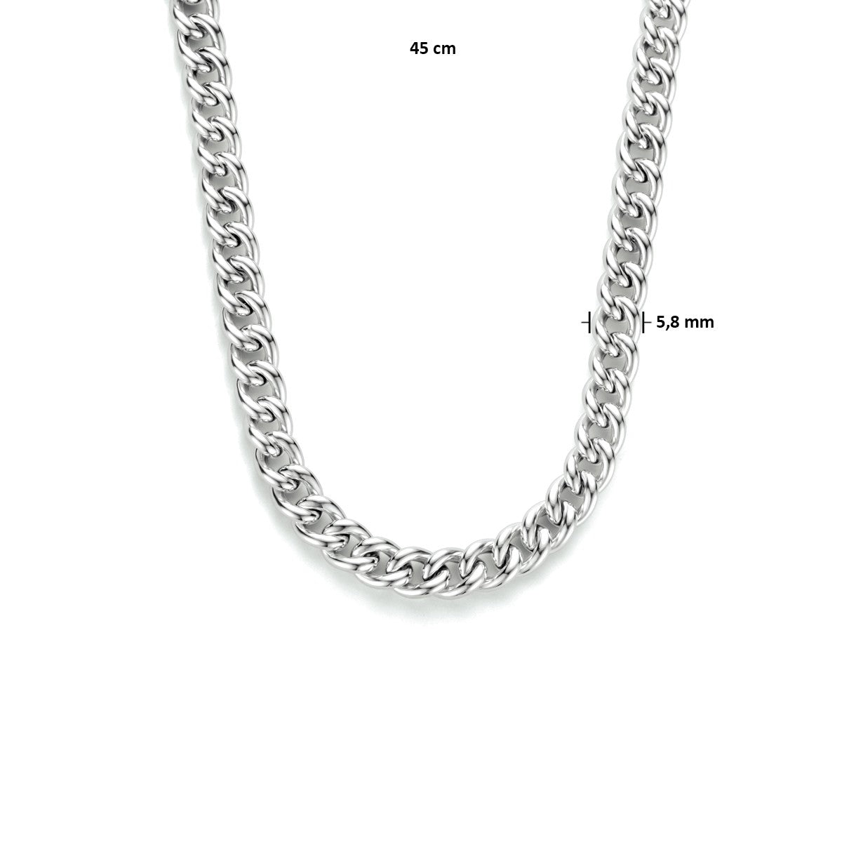 Fantasy Collection Collier gourmette 5,8 mm 45 cm met groot veerslot zilver