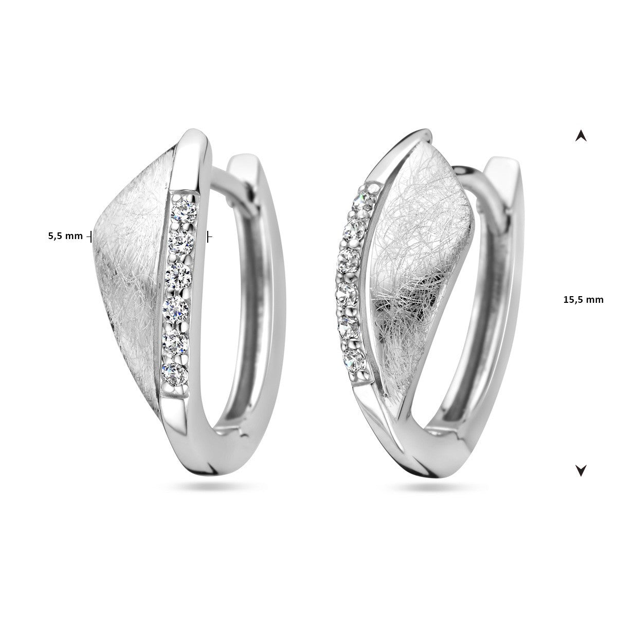 Fantasy Collection Oorbellen zirkonia gescratcht zilver