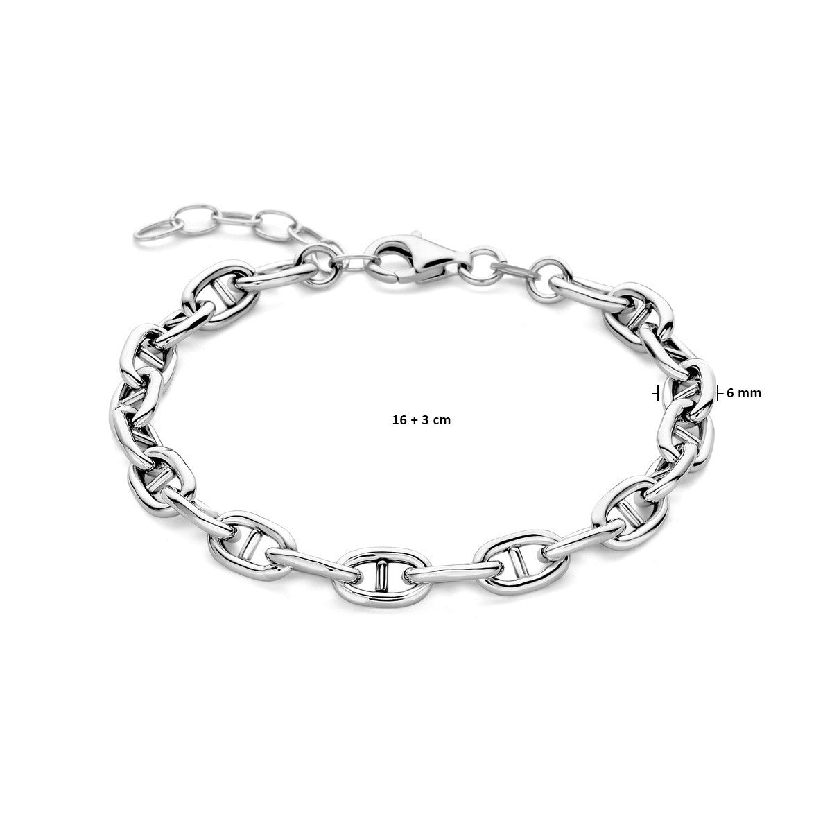 Fantasy Collection Armband marine ronde buis 6,0 mm 16 + 3 cm zilver