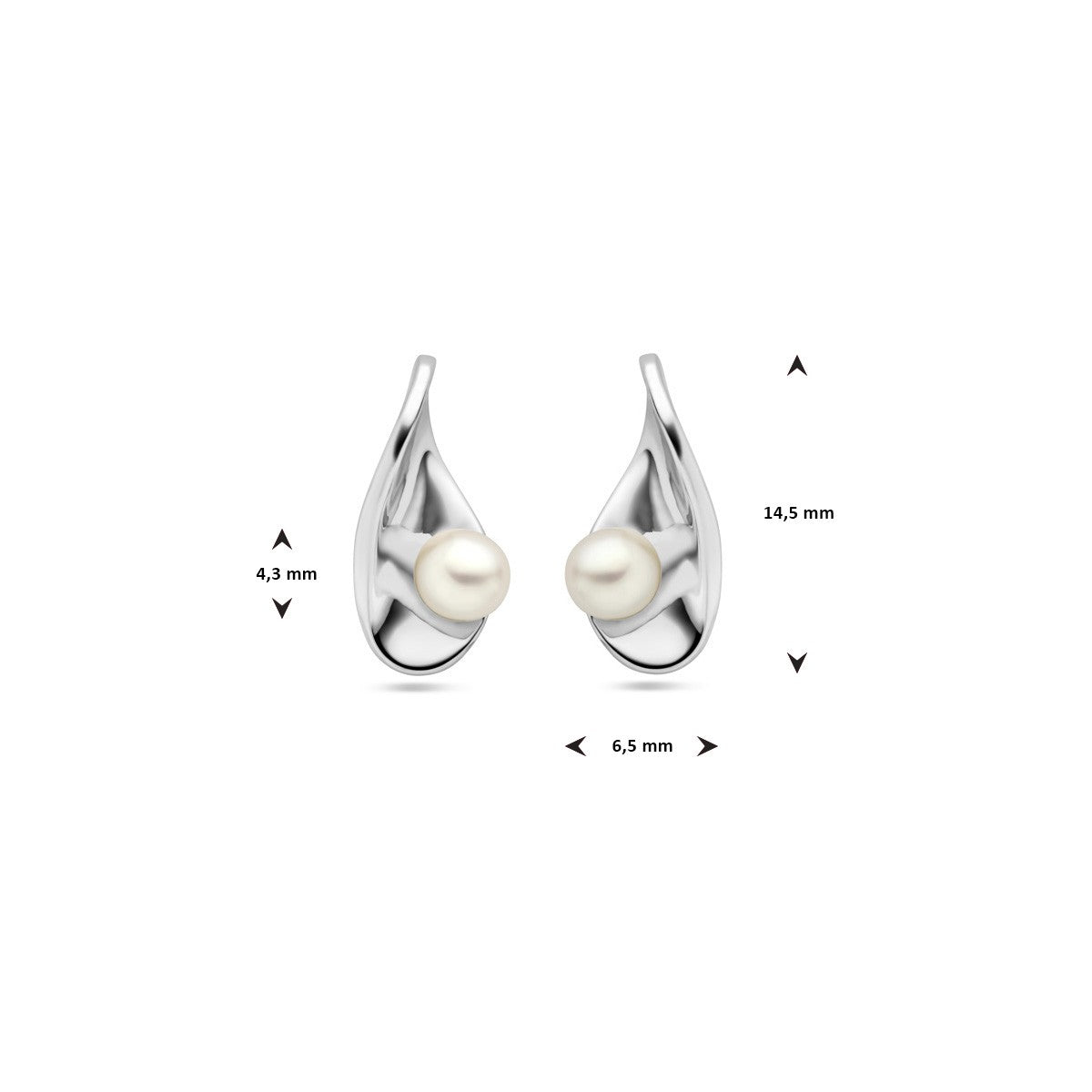 Fantasy Collection Oorbellen parel zilver