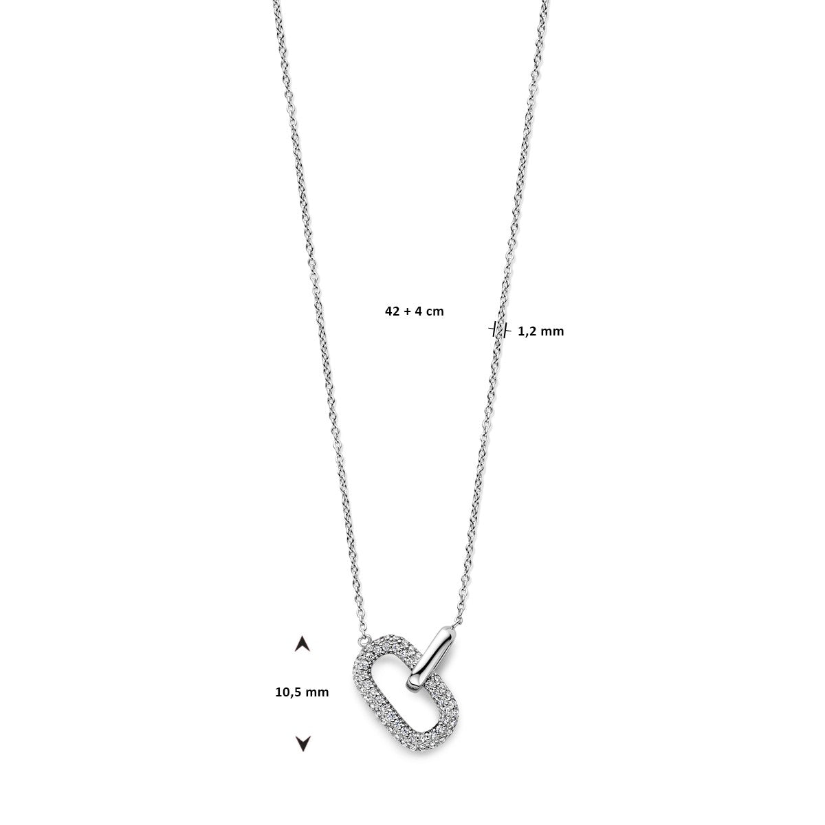 Fantasy Collection Collier zirkonia 1,2 mm 42 + 4 cm zilver