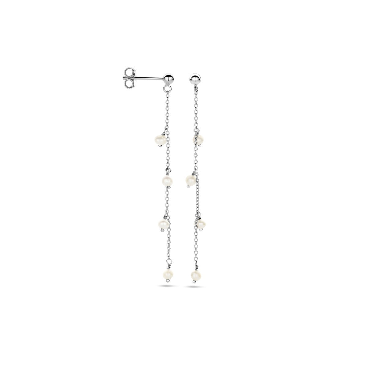Fantasy Collection Hangende oorbellen parel zilver