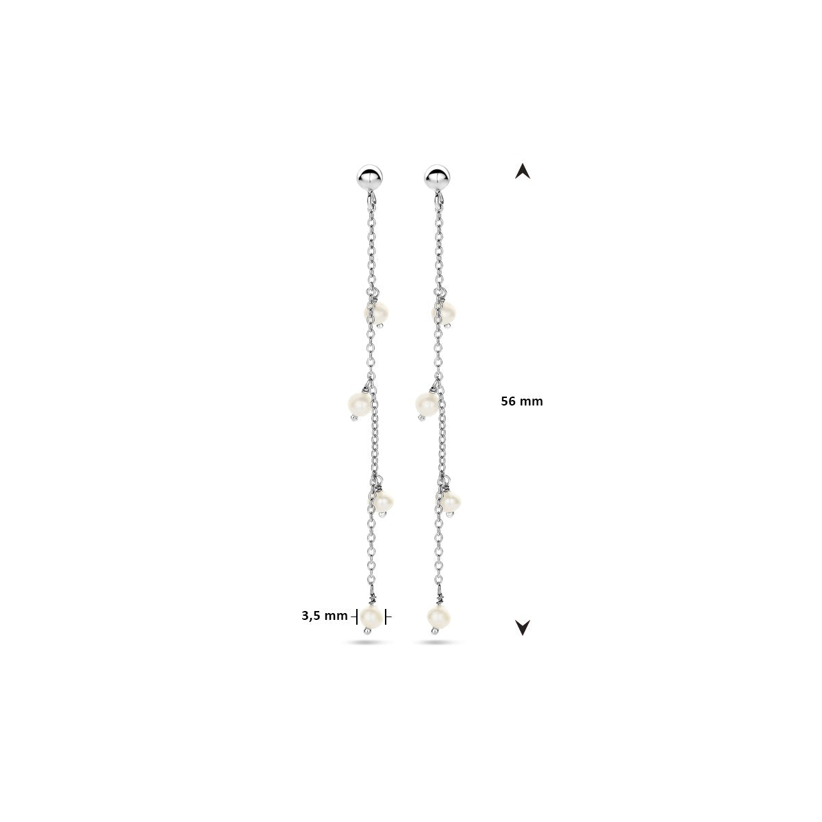 Fantasy Collection Hangende oorbellen parel zilver