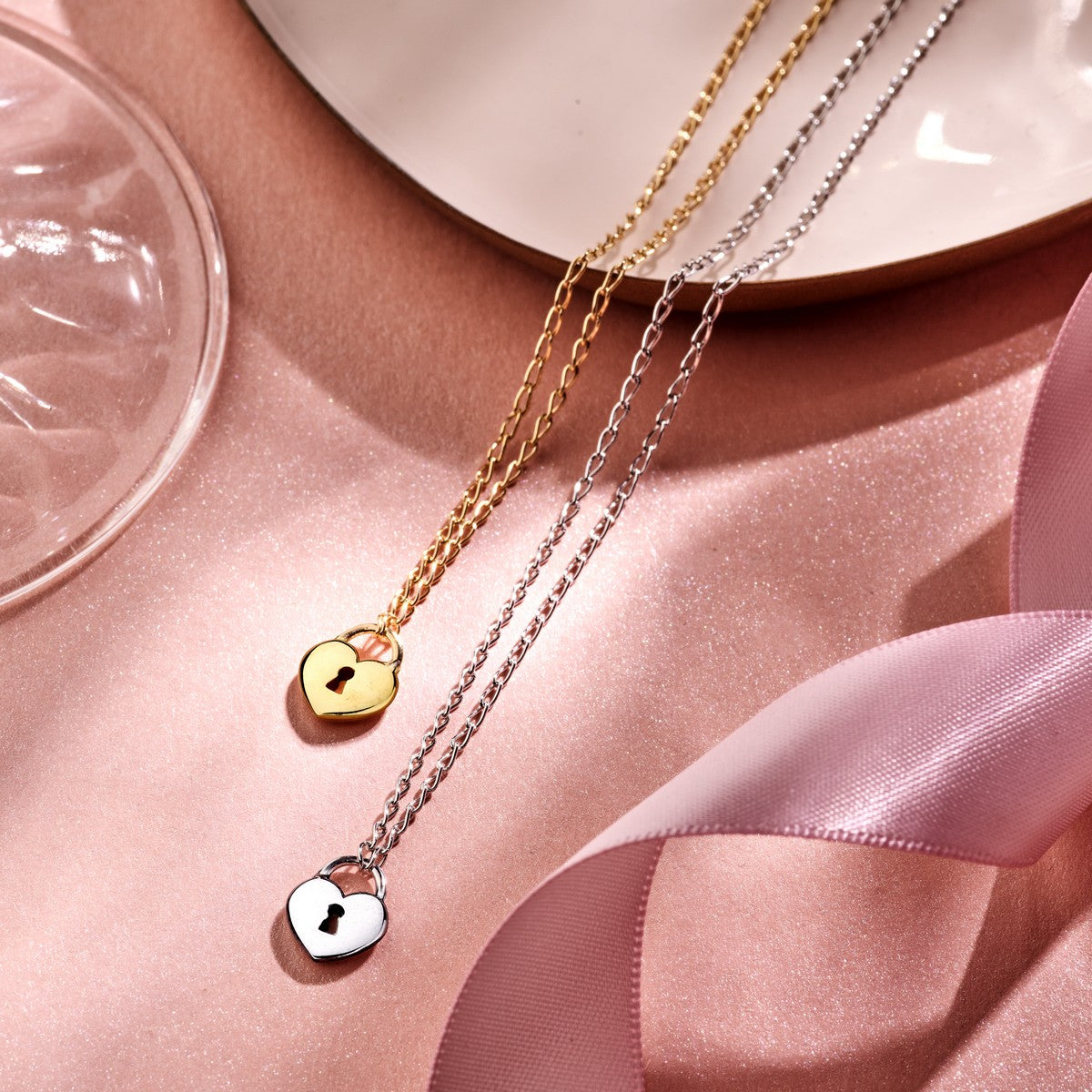 Fantasy Collection Collier hart en slot 41 + 4 cm zilver