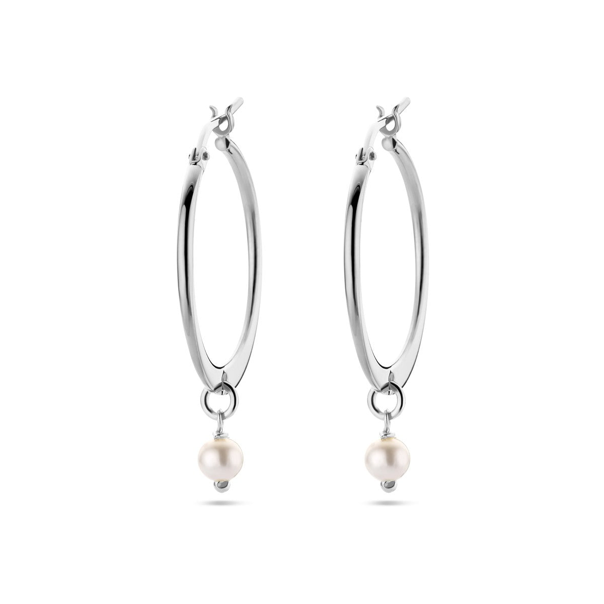 Fantasy Collection Hangende oorbellen synth. parel zilver
