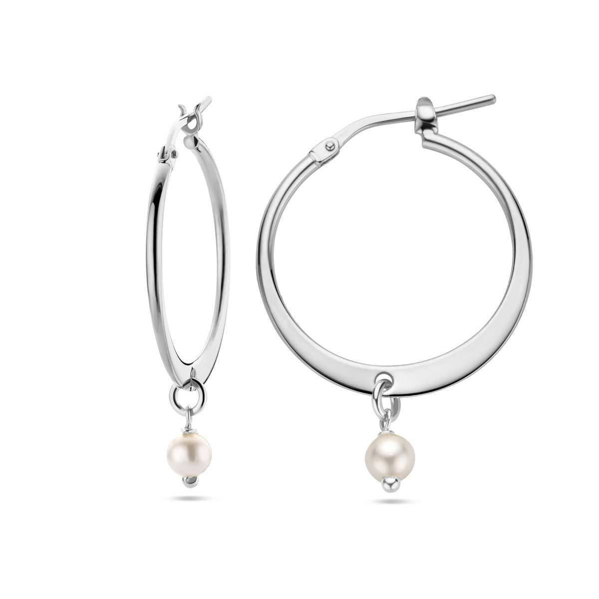 Fantasy Collection Hangende oorbellen synth. parel zilver