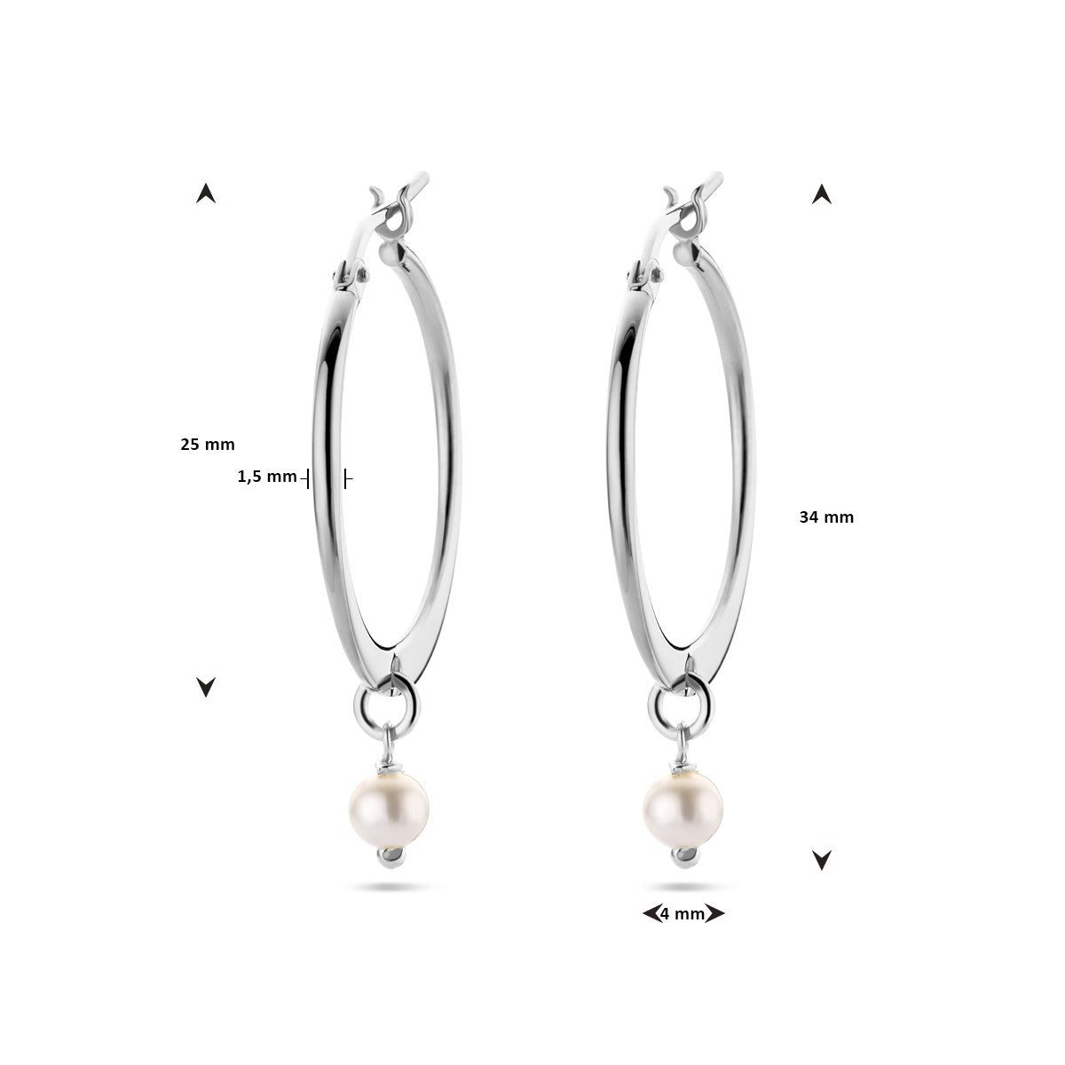 Fantasy Collection Hangende oorbellen synth. parel zilver