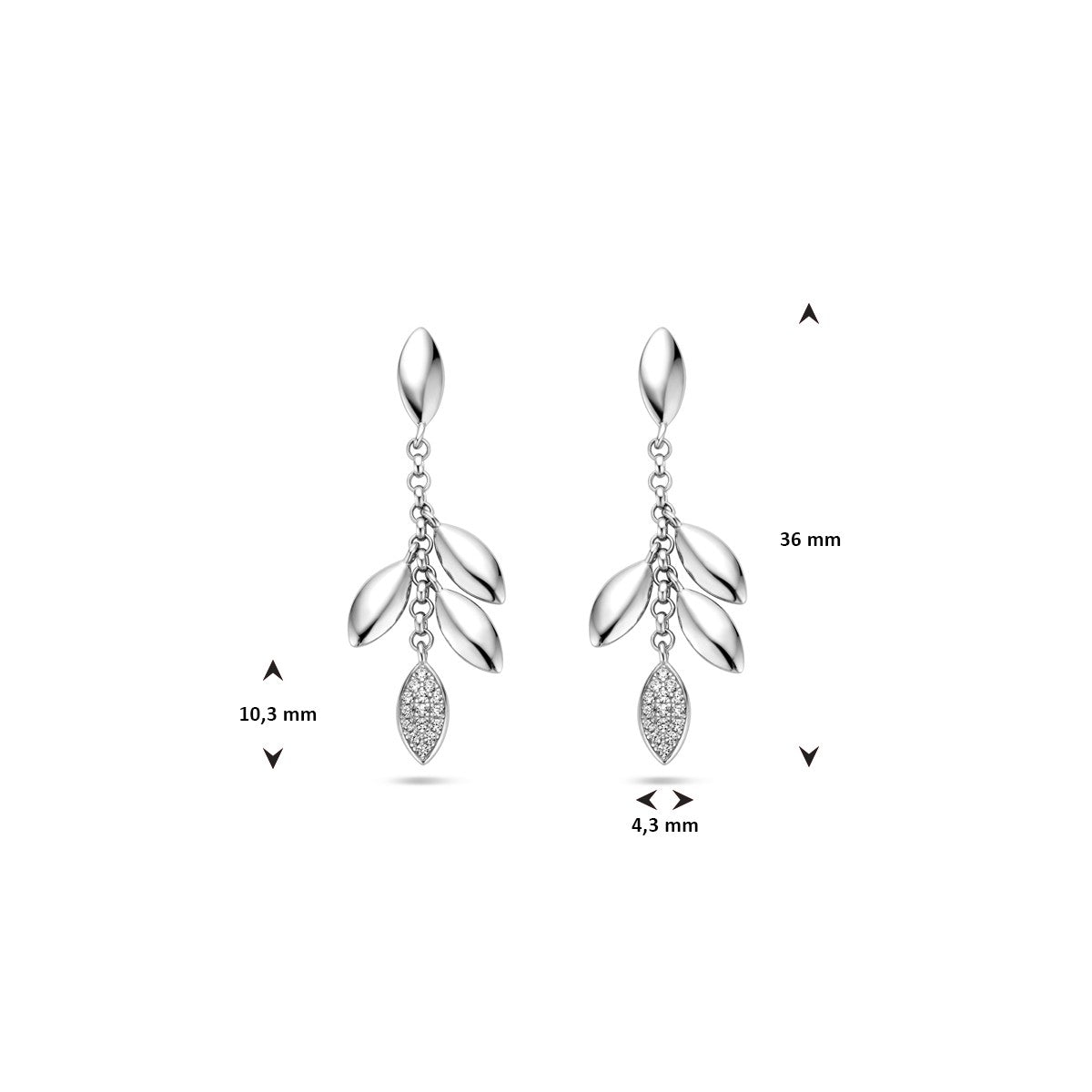 Fantasy Collection Hangende oorbellen zirkonia zilver