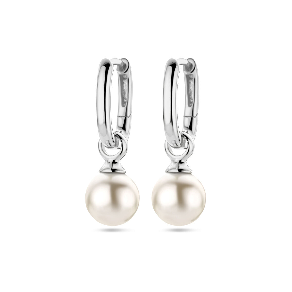 Fantasy Collection Oorbellen synth. parel 24 mm zilver