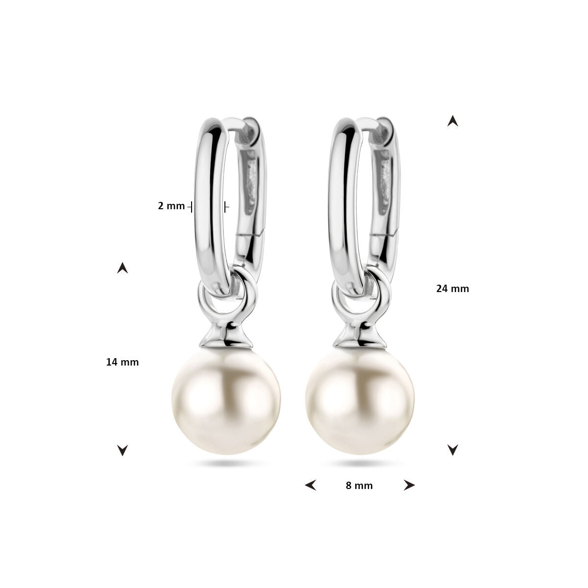 Fantasy Collection Oorbellen synth. parel 24 mm zilver