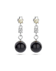 Zilver Gerhodineerd Oorhangers Onyx, Zirkonia En Synth. Parel 1338371 - PansiteNederland.nl