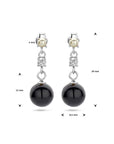 Zilver Gerhodineerd Oorhangers Onyx, Zirkonia En Synth. Parel 1338371 - PansiteNederland.nl
