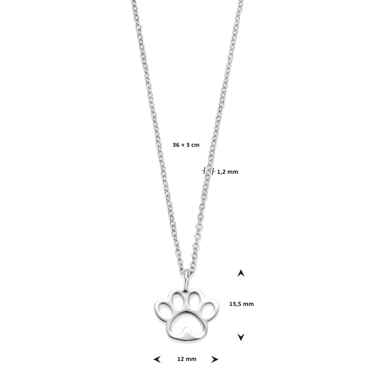 Fantasy Collection Collier hondenpoot 36 + 3 cm zilver