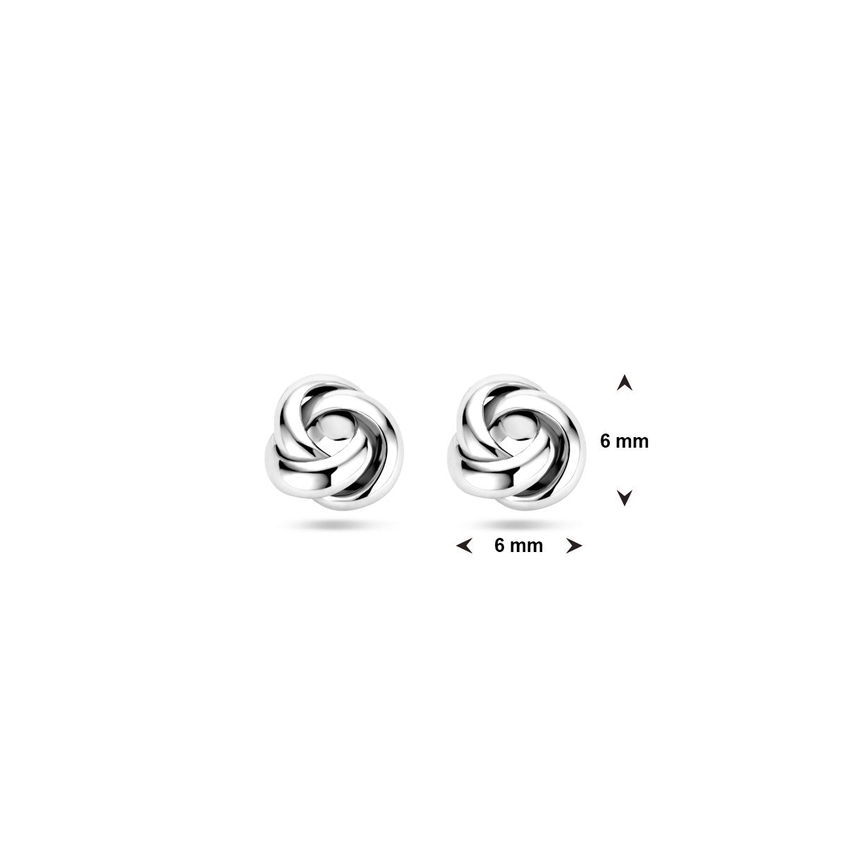 Fantasy Collection Oorbellen knoop 6 mm zilver