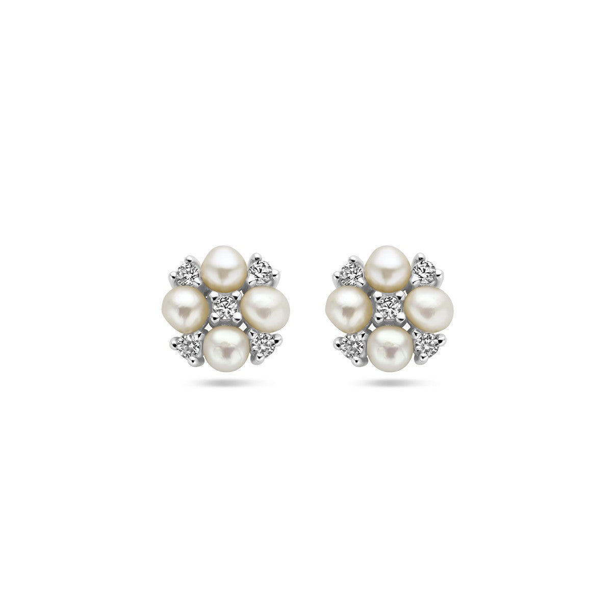 Fantasy Collection Oorbellen parel en zirkonia zilver