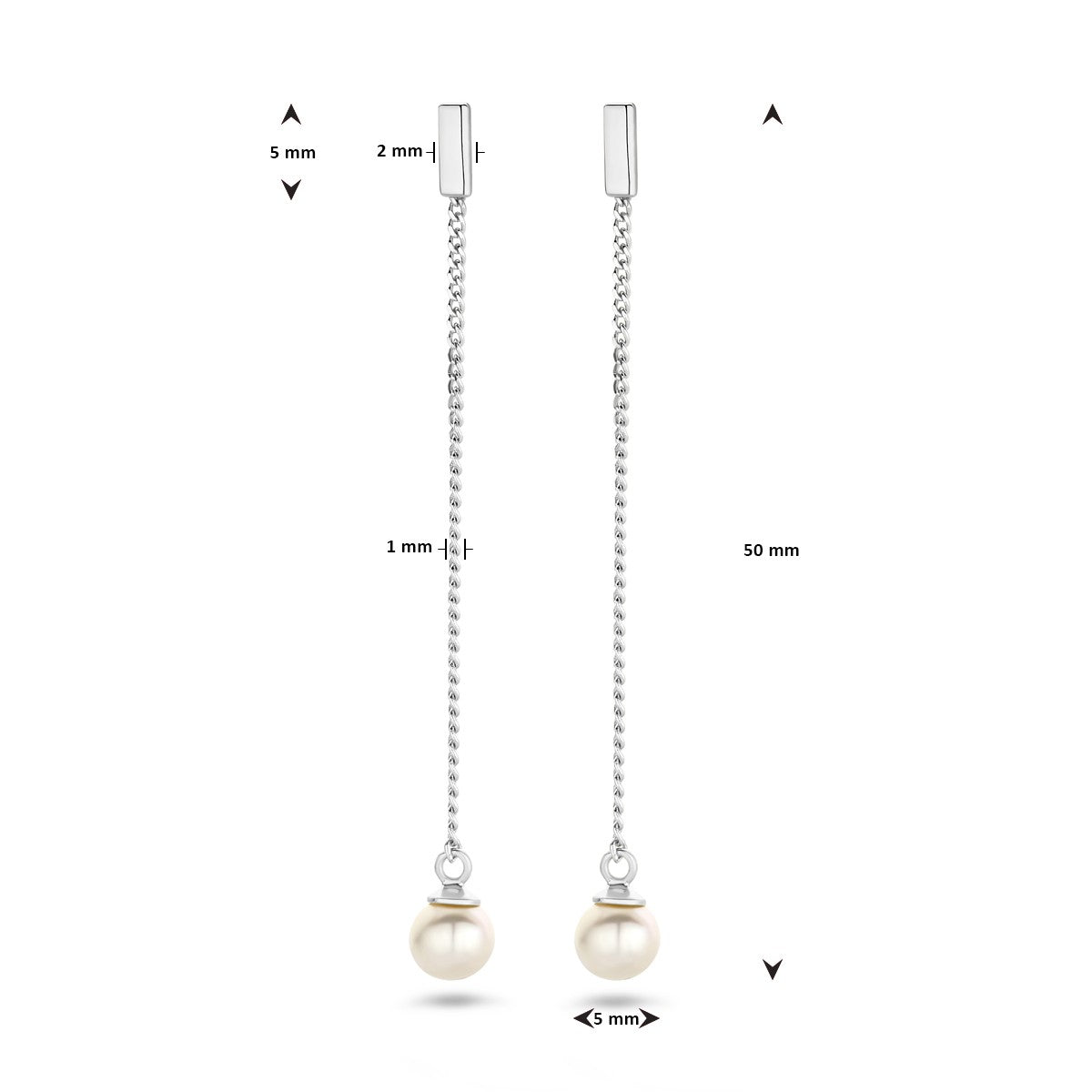 Fantasy Collection Hangende oorbellen parel zilver