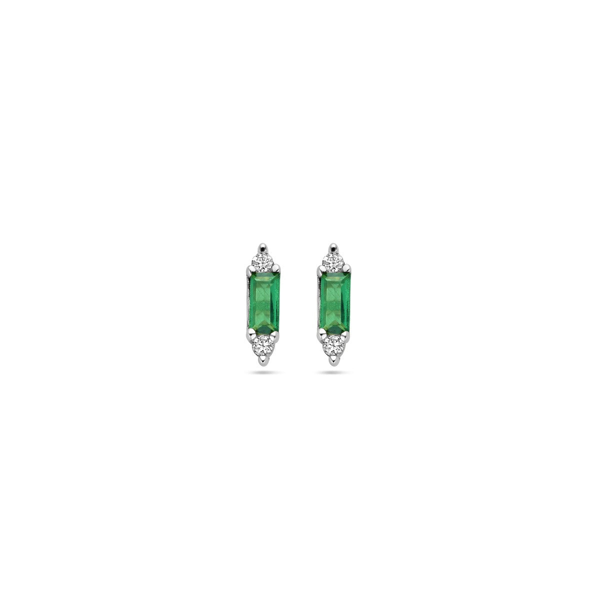 Fantasy Collection Oorbellen groen zirkonia zilver