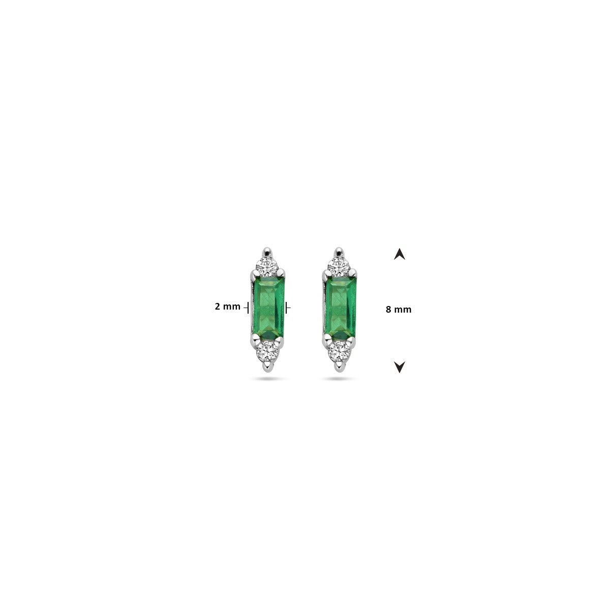 Fantasy Collection Oorbellen groen zirkonia zilver