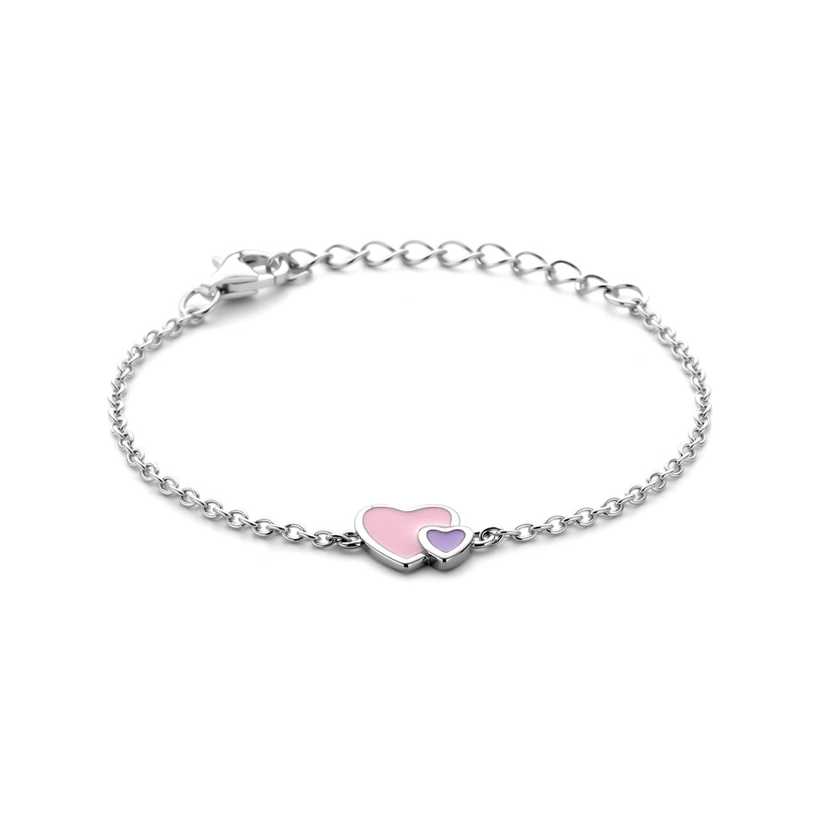 Fantasy Collection Armband emaille hartjes 11 + 3 cm zilver