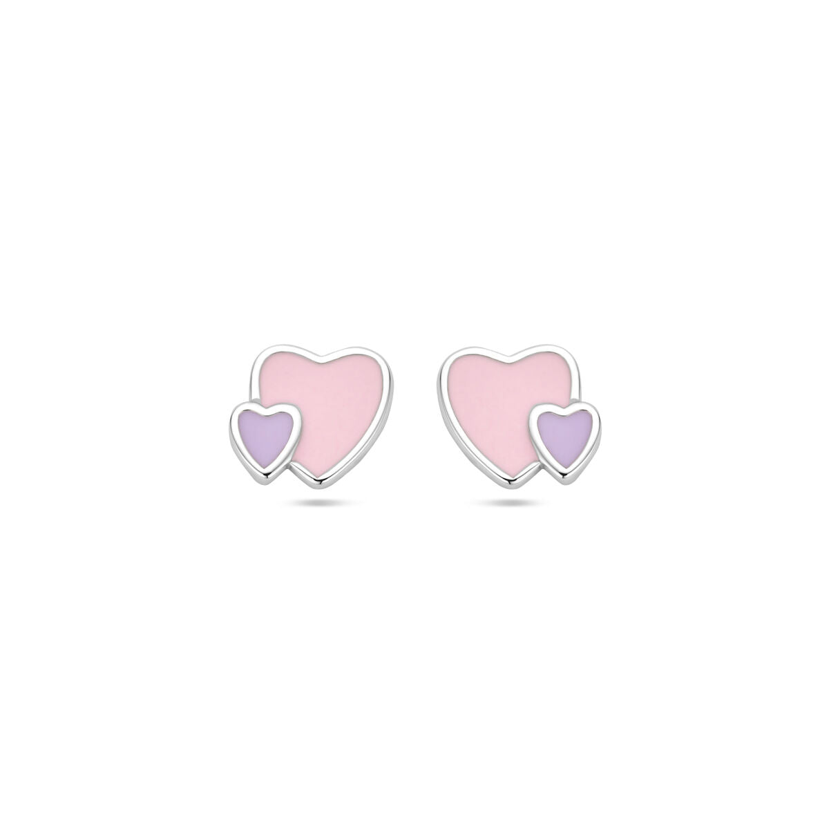 Fantasy Collection Oorbellen emaille hartjes zilver