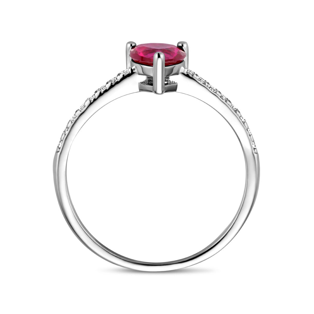 Fantasy Collection Ring hart corundumkleurig en wit zirkonia zilver