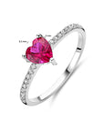 Gerhodineerd Zilver Ring Hart Corundumkleurig En Wit Met Zirkonia 1338489 - PansiteNederland.nl