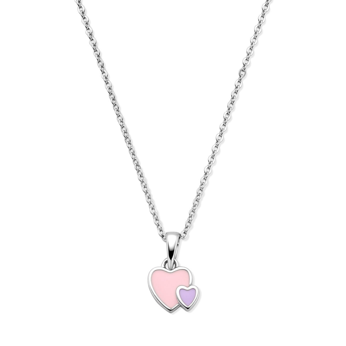 Fantasy Collection Collier emaille hartjes 36 + 4 cm zilver