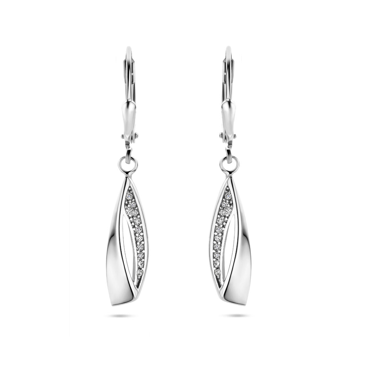 Fantasy Collection Hangende oorbellen zirkonia brisure haak zilver