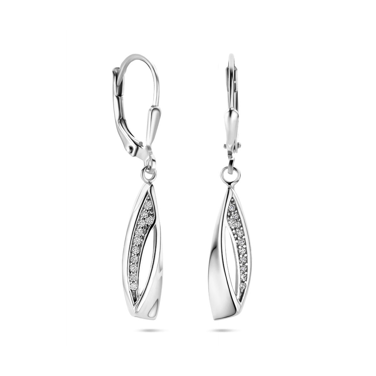Fantasy Collection Hangende oorbellen zirkonia brisure haak zilver
