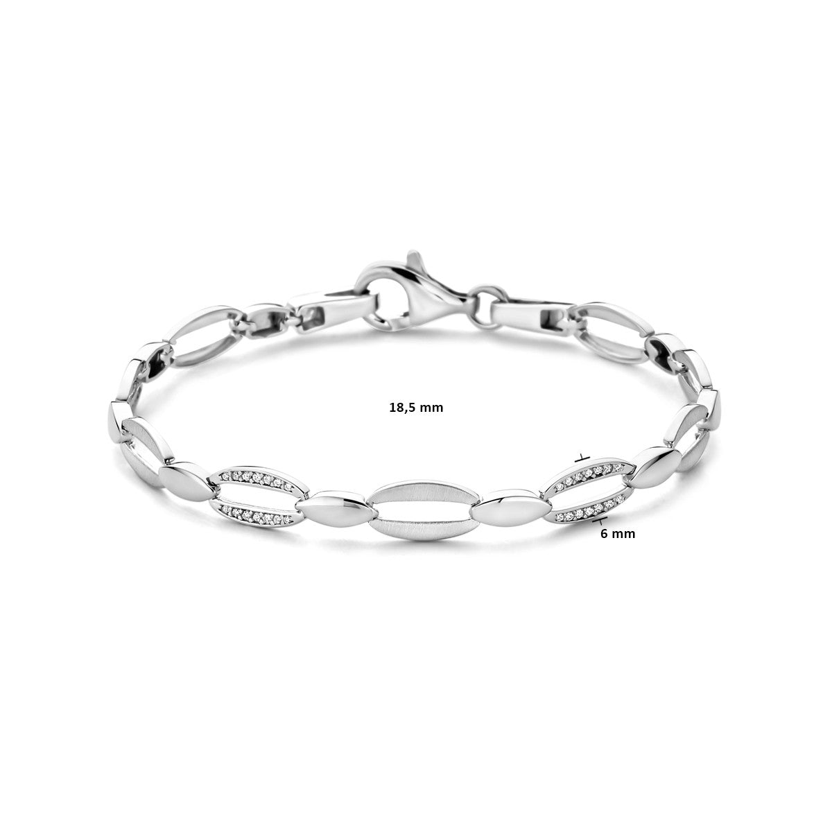 Fantasy Collection Armband zirkonia 6,0 mm 18,5 cm poli/mat zilver