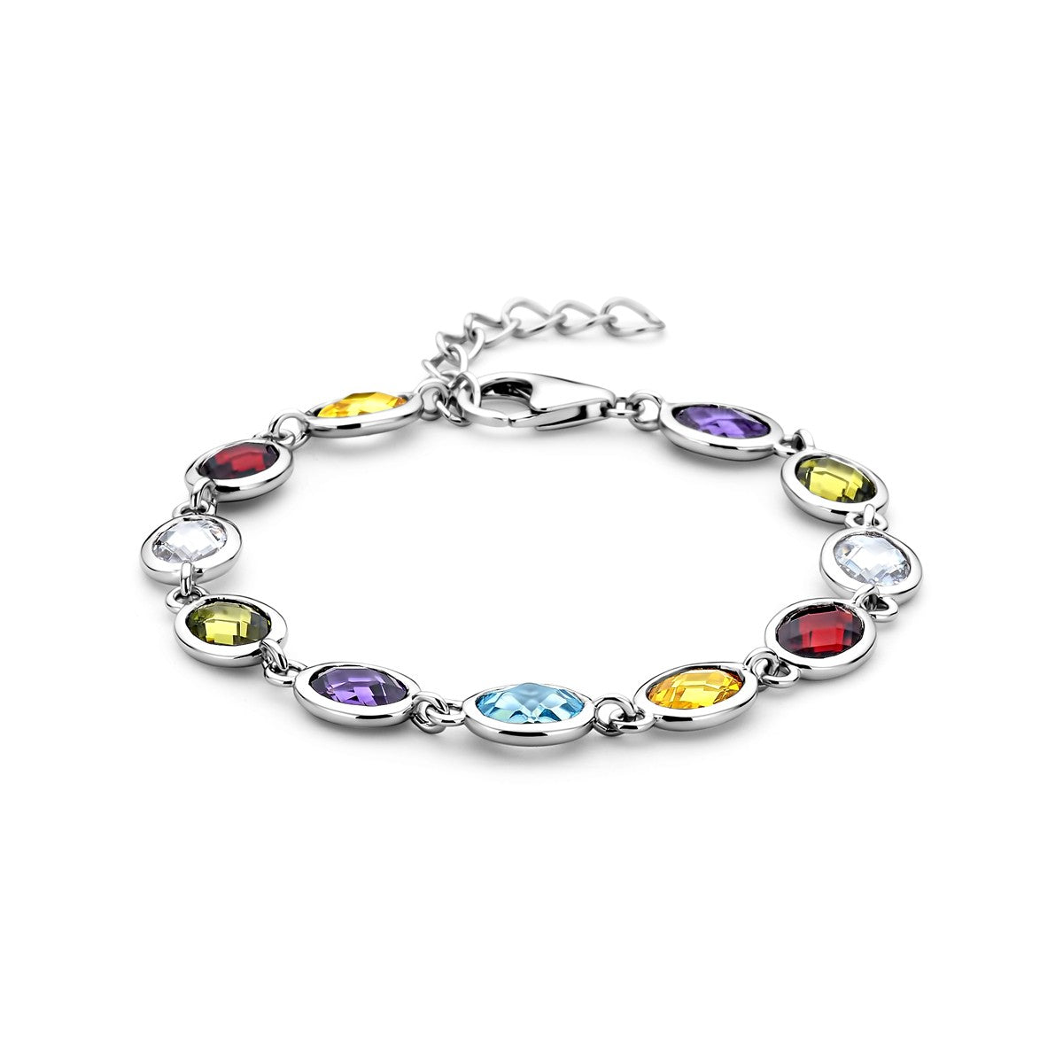 Fantasy Collection Armband gekleurd zirkonia 16 + 3 cm zilver
