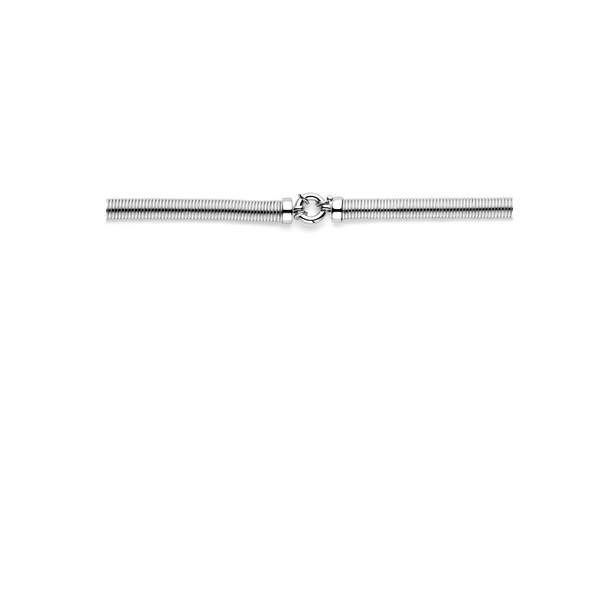 Fantasy Collection Collier slang plat (bol) 8,0 mm 45 cm met groot veerslot zilver