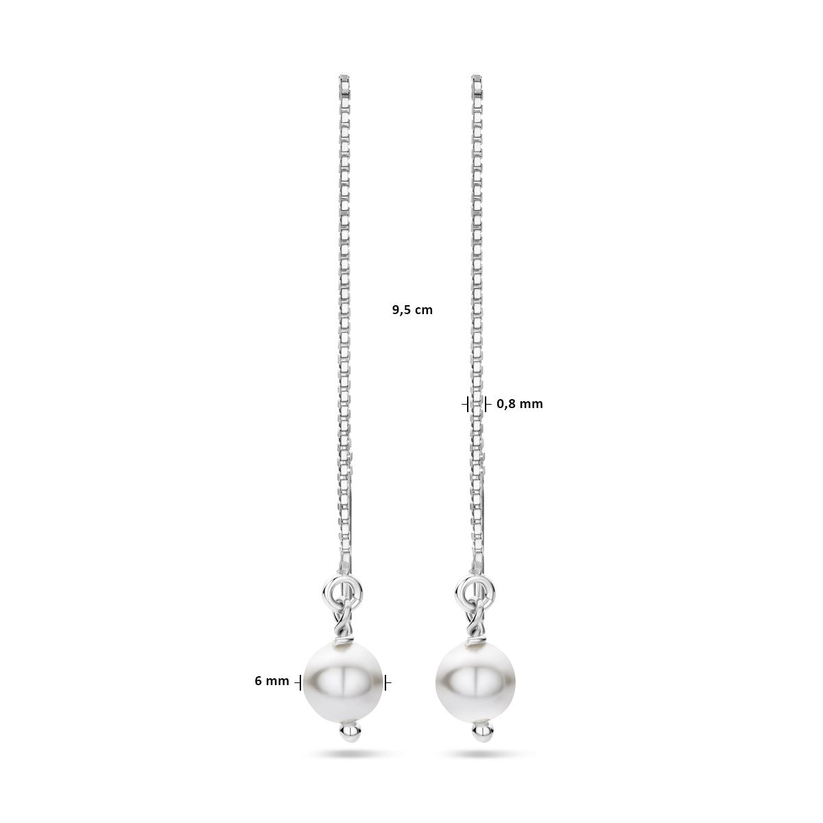 Fantasy Collection Oorbellen swarovski parel 95mm zilver