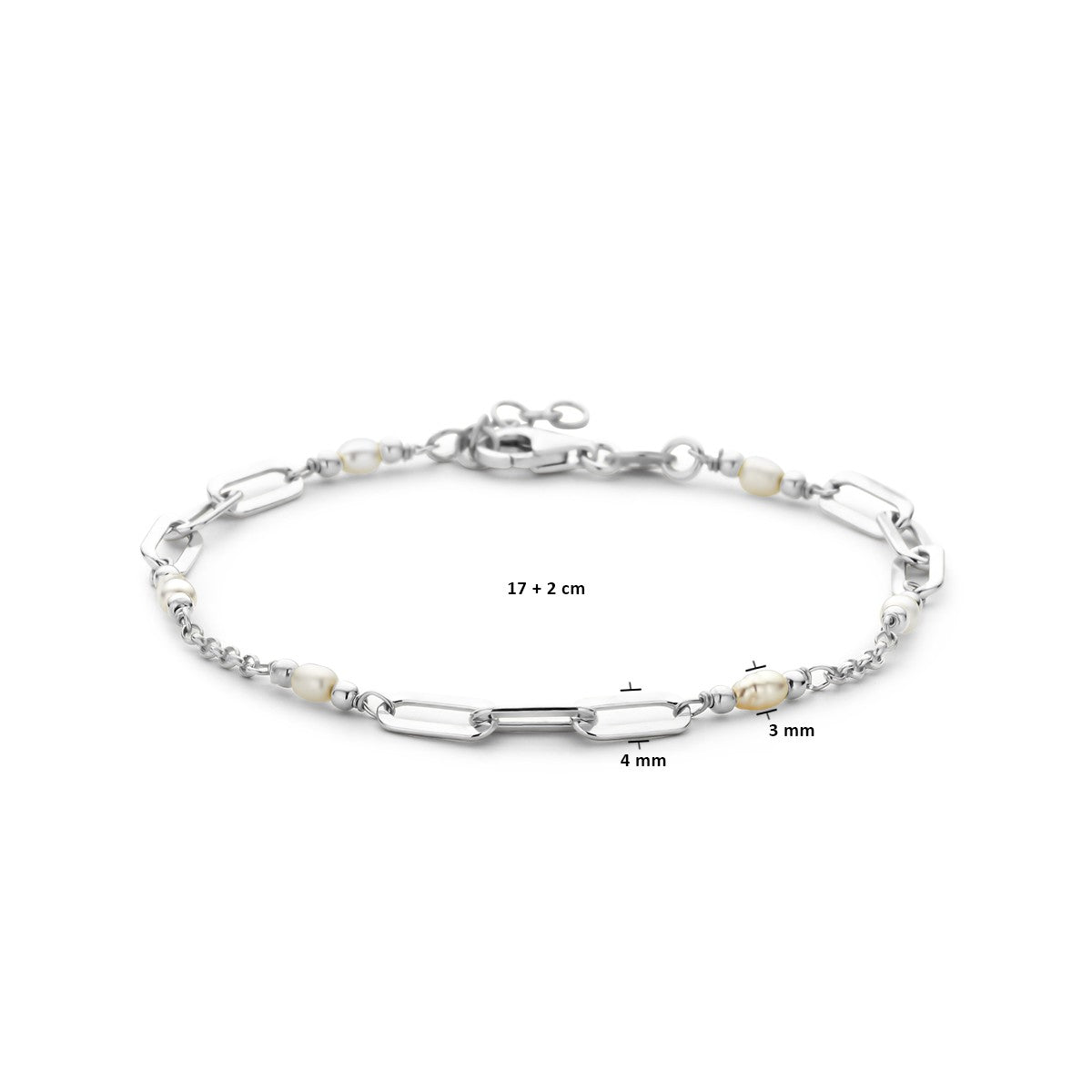 Fantasy Collection Armband parels 18 + 2 cm zilver