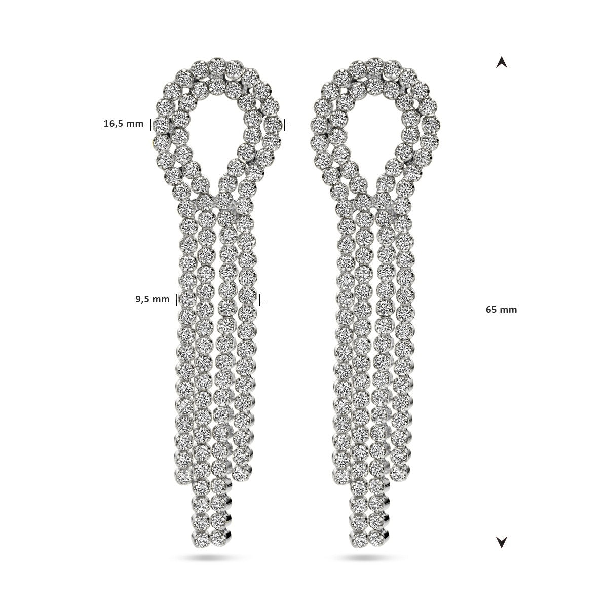 Fantasy Collection Hangende oorbellen zirkonia zilver