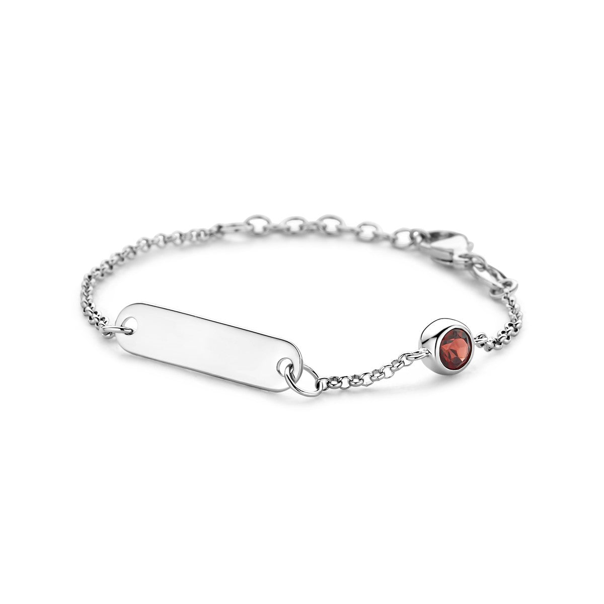 Fantasy Collection Graveerarmband plaat 5,0 mm met geboortesteen 11 + 2 cm zilver