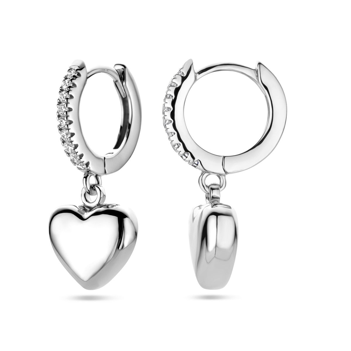 Fantasy Collection Oorbellen hart zirkonia zilver