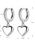 Zilver Gerhodineerd Klapoorringen Hart Zirkonia 1338670 - PansiteNederland.nl