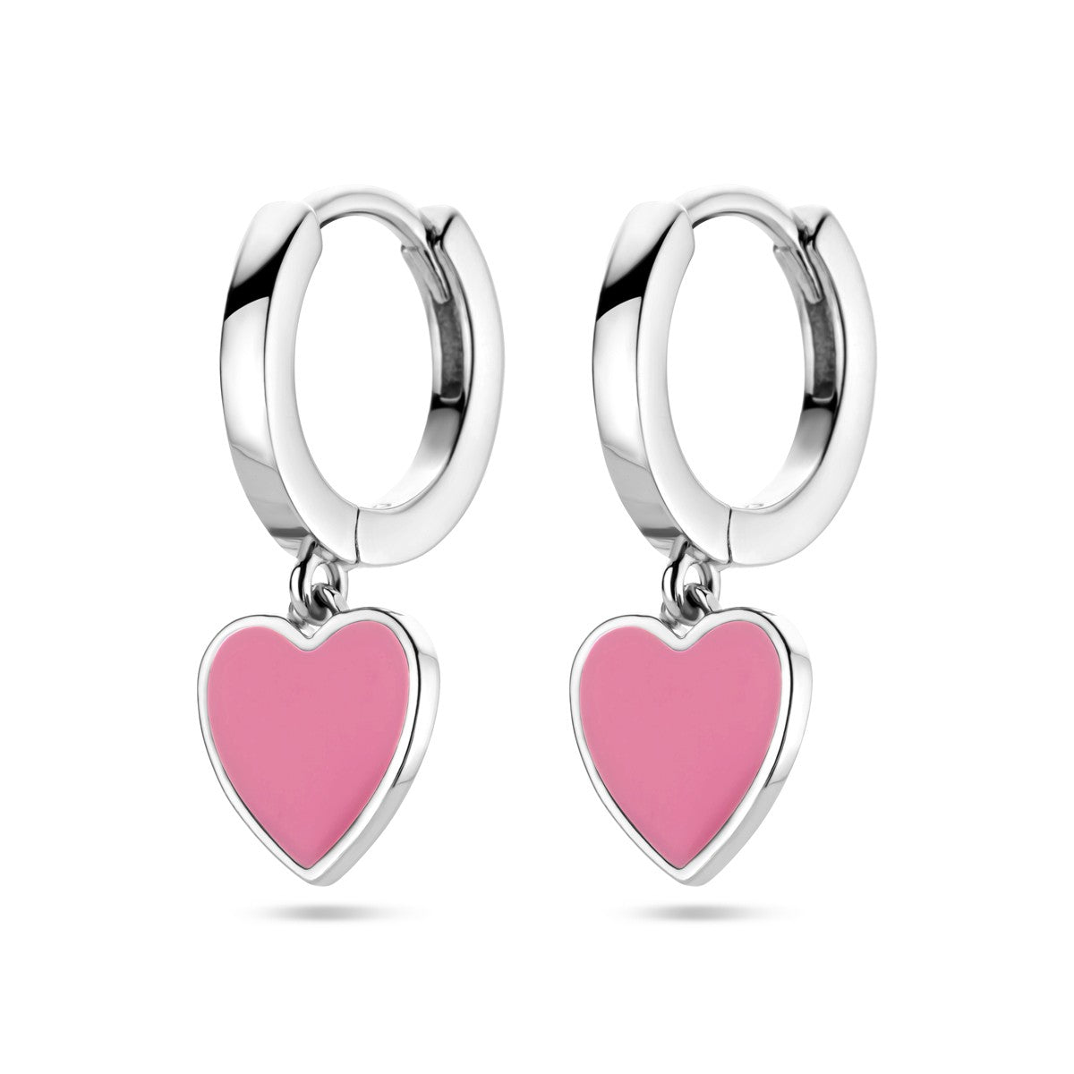 Fantasy Collection Oorbellen roze emaille zilver
